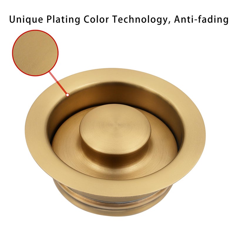LQS Kitchen Sink Garbage Disposal Flange and Sink Stopper, fit 3-1/2 Inch Standard Sink Drain Hole Color Golden - Image 2